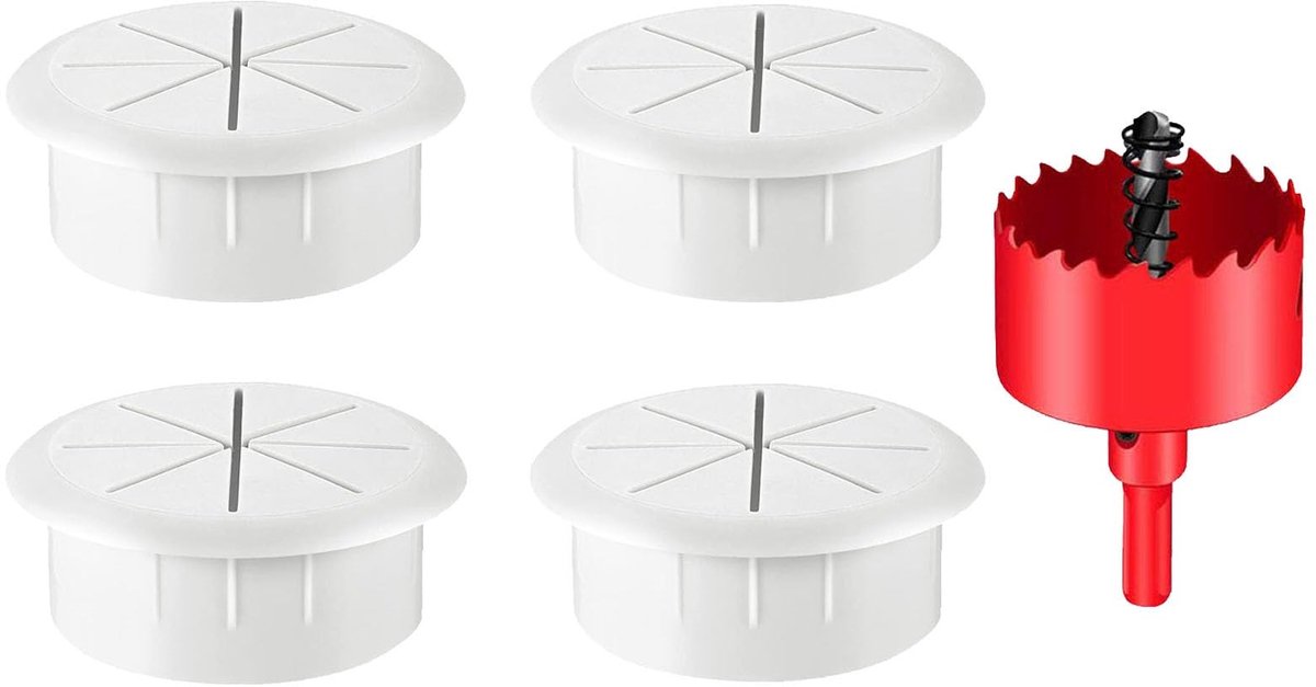 Elzusha - Set van 4 Kabelgrommets voor Bureau met 60mm Gat