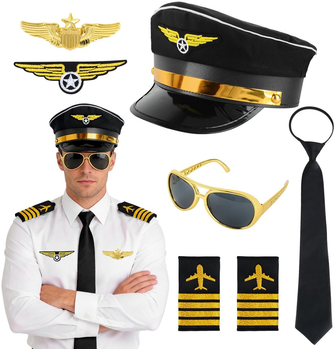Elzusha - 7-delige Aviator Kostuum Accessoireset