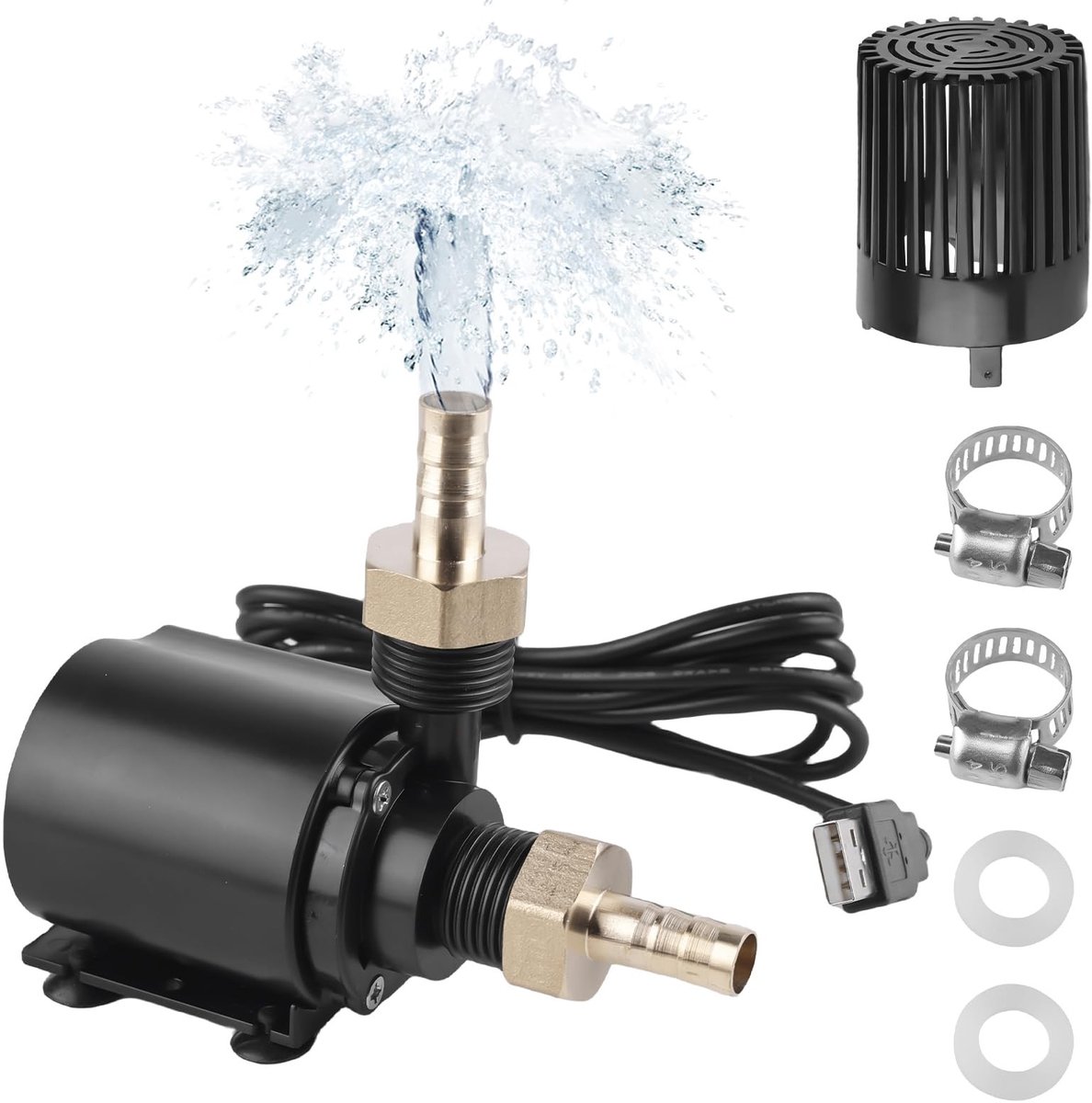 Elzusha - Submersibele Waterpomp 500 l/h met Brass Nozzles