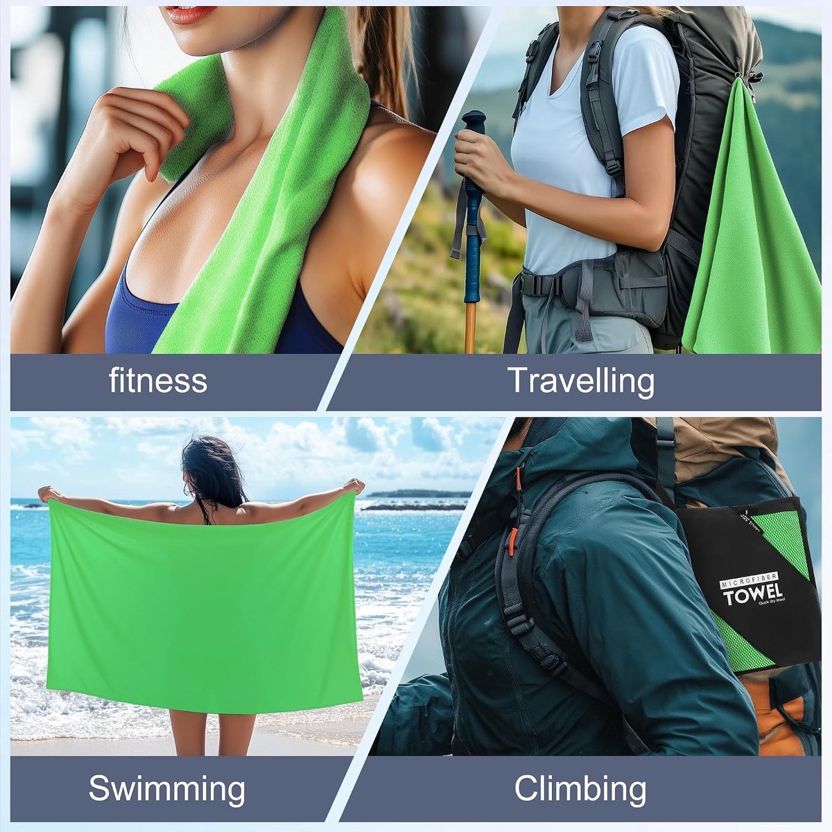 Microfibre Handdoek 40 x 80 cm - Sneldrogende Sporthanddoek voor Fitness, Reizen en Strandgebruik