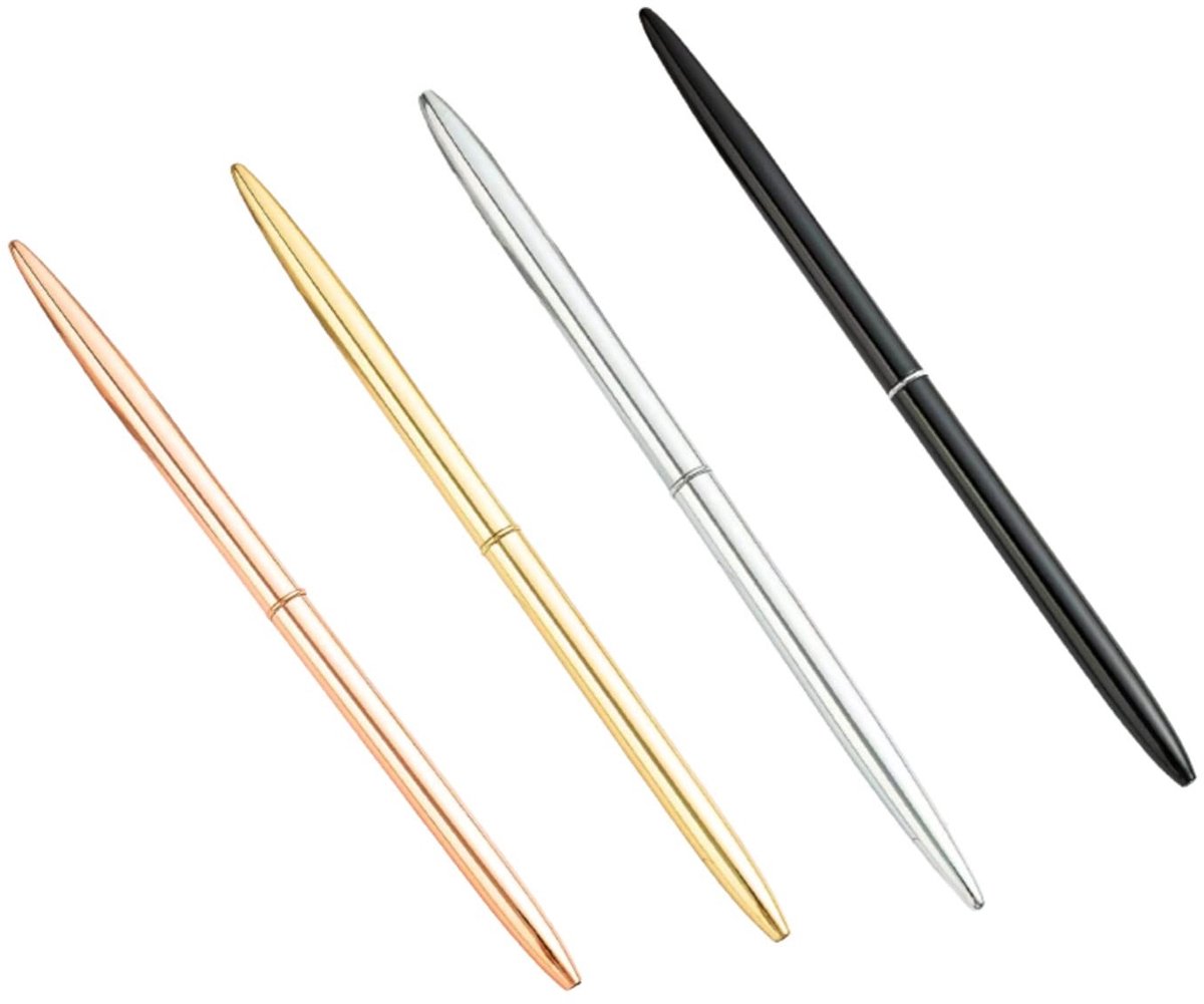 Elzusha - Set van 4 Elegante Metalen Balpennen met Zwarte Inkt