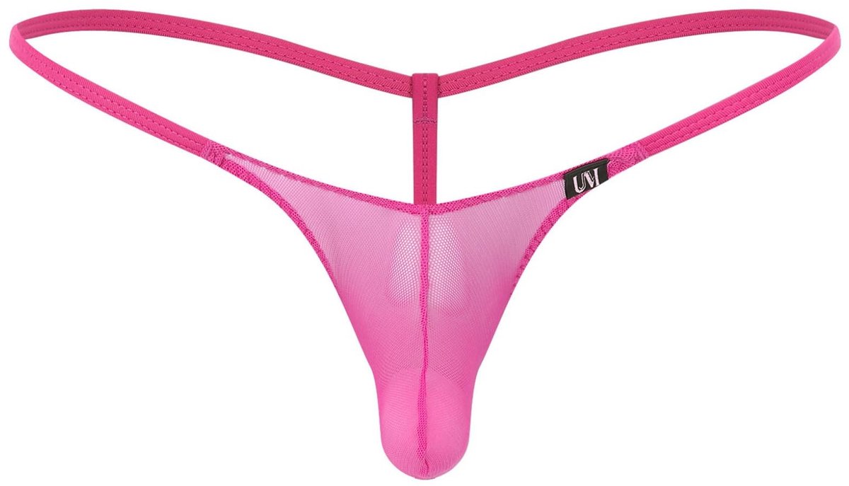 Elzusha - Mini Bikini Thong Ondergoed - Transparant en Elastisch - Bright Pink