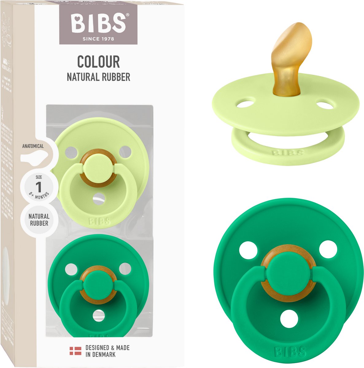 BIBS Colour Fopspeen - 0-6 mnd - 2-pack - Anatomisch - Matcha/Cactus