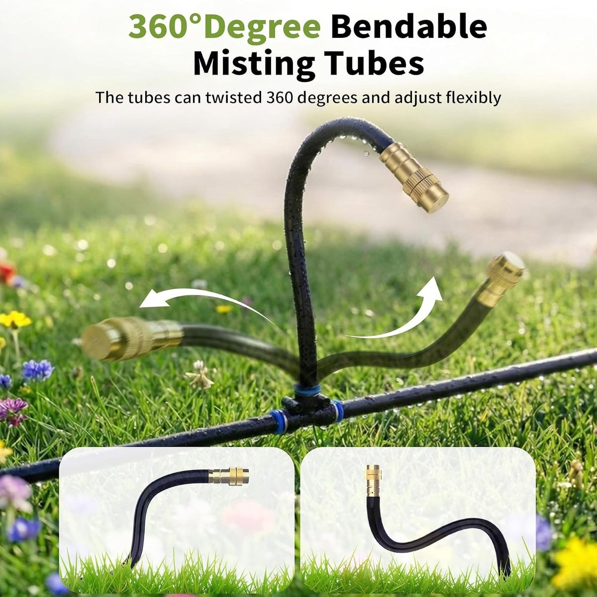 Automatisch 360° Bewateringssysteem voor Tuin - Drip Irrigation Kit met Verstelbare Spuitkop voor Tuin, Serre en Balkonplanten (10m)