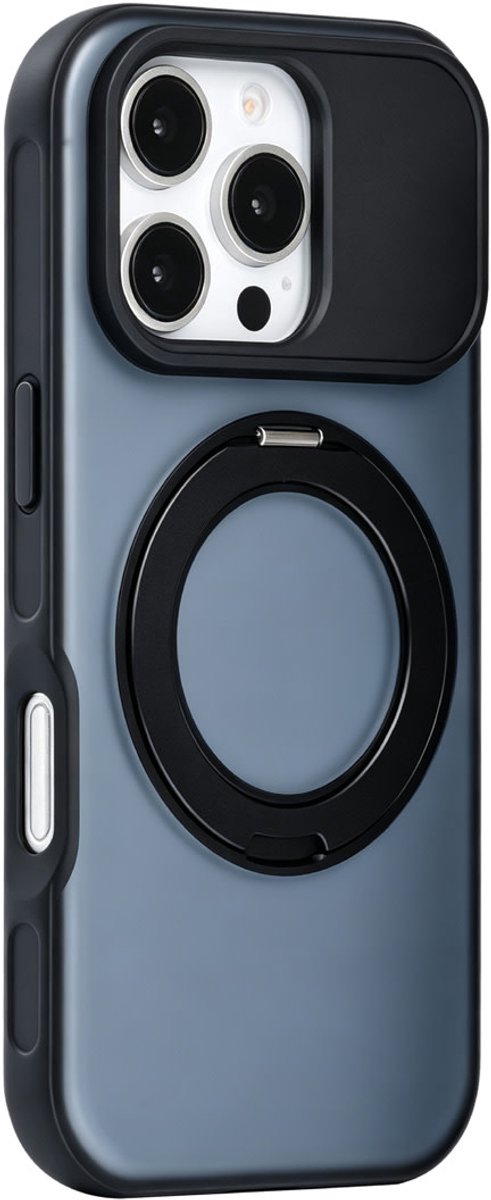 TUNIQ Backcover hoesje voor Apple iPhone 16 Pro - 360 rotation stand MagSafe - Zwart
