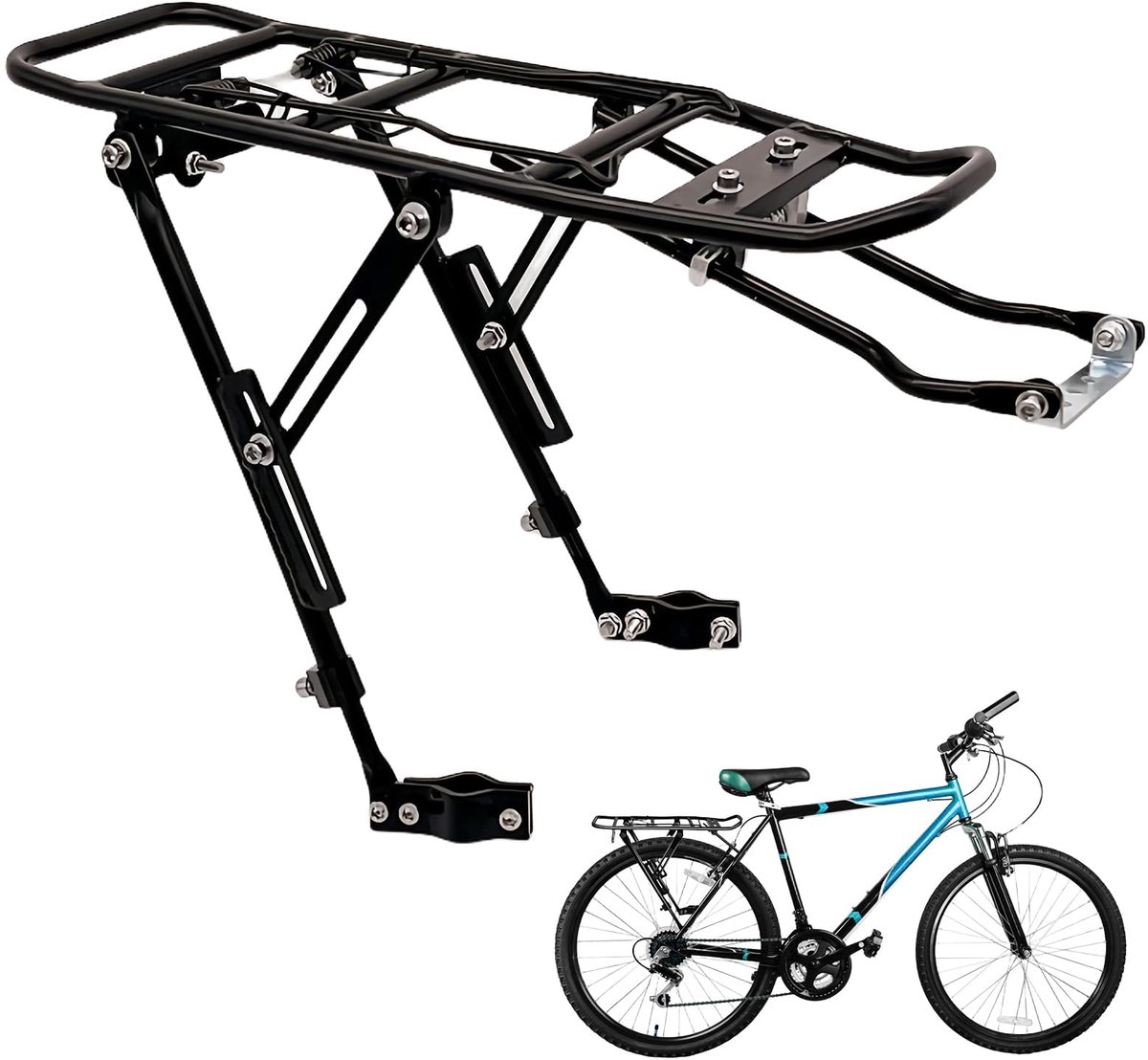 Bagagedrager, mountainbike bagagedrager met verstelbare cyckelpakkethållare, 80 kg capaciteit, passend voor fietsen - ShopVlot