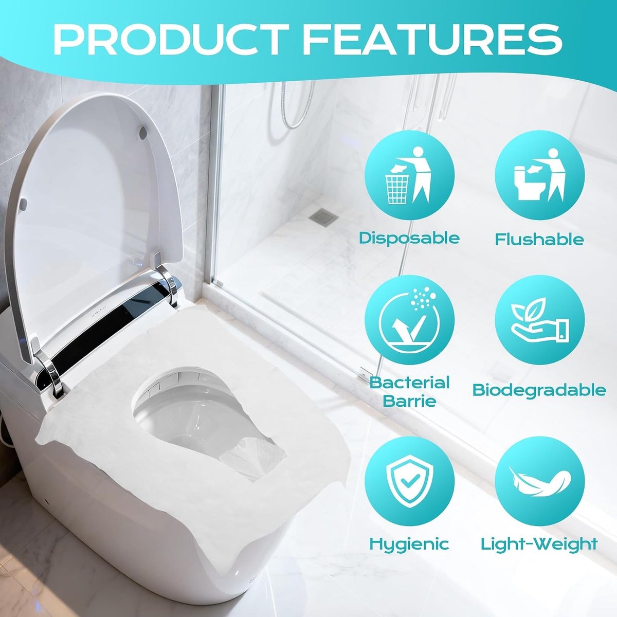 Verwisselbare Toiletbril Beschermhoezen 120 Stuks, 46x38 cm, Hygiënisch en Praktisch voor Reizen