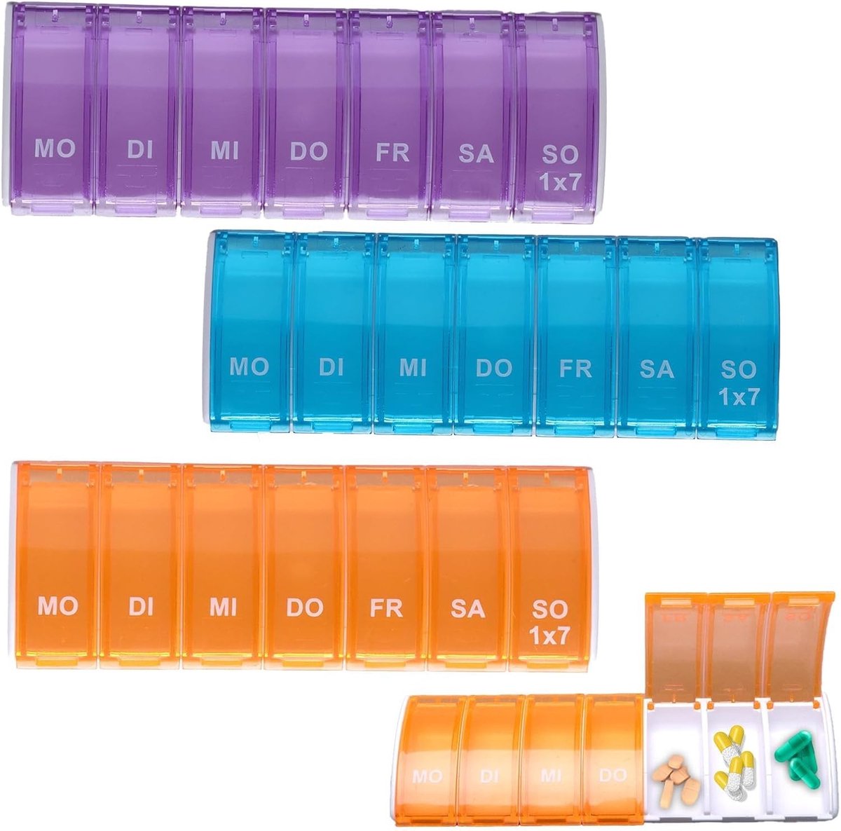 Tabletten Organizer voor 7 Dagen - Herbruikbare Pillendoos met Grote Compartimenten en Vochtbestendige Medicijn Dispenser