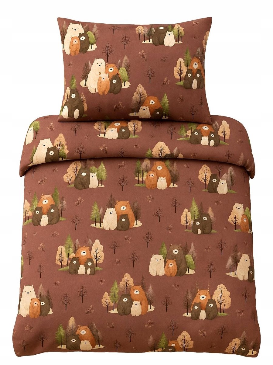 Kinderbeddengoed Beren Familie Bos 100x160 cm - Katoen