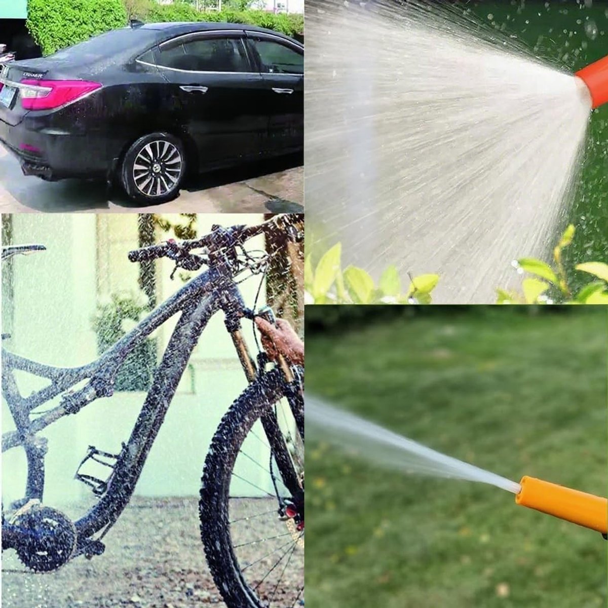 Multifunctionele Tuinslang Spuitkop voor Effectieve Reiniging, Waterstop en Slangaansluiting met 13mm en 19mm Adapters (4 stuks)