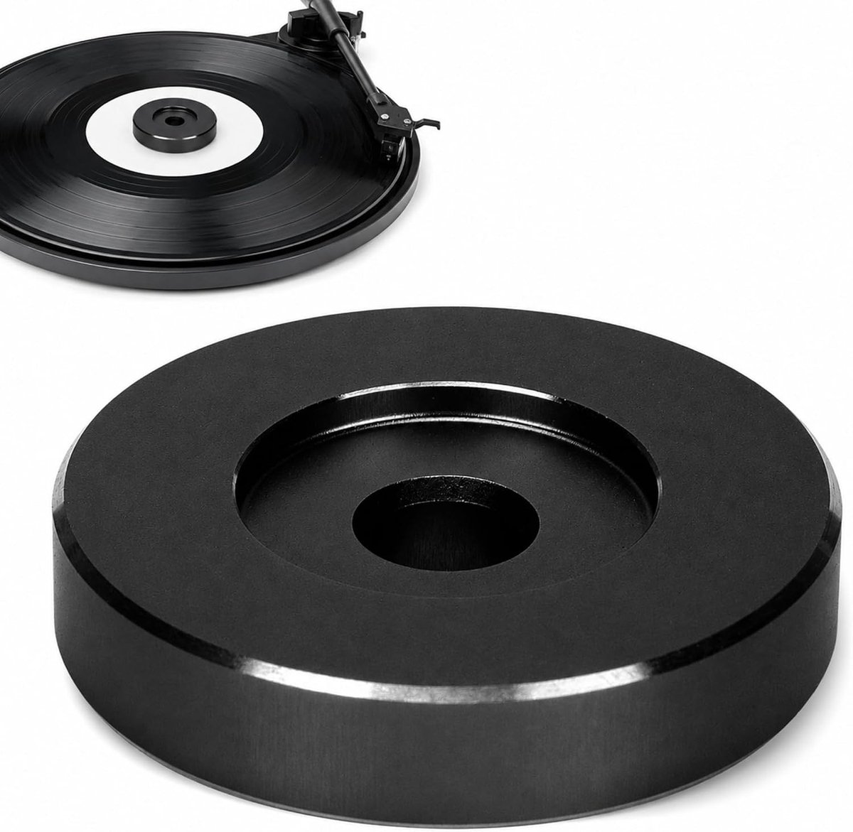 Adapter voor 45 RPM Platen, Aluminium Zwart Klem voor 7-inch Geluidsplaten, Ideaal voor Platenspelers en Vinylverzamelaars