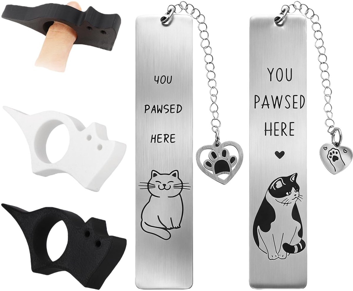 Solidchoice - 4 Stuks Boekpagina Houders met Kat Marker