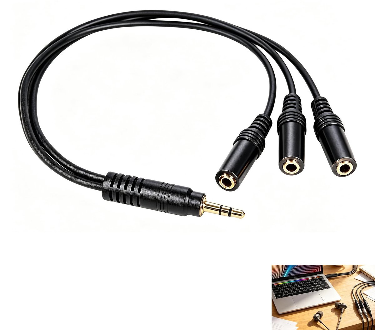 Solidchoice - Audio Splitter Kabel 3,5mm naar 3 Vrouwelijke Aansluitingen