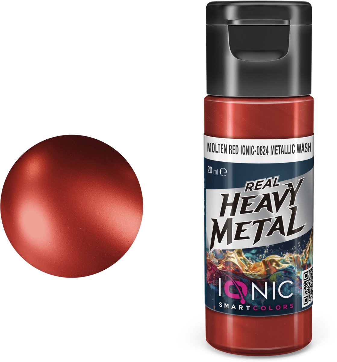 AMMO by Mig Jimenez Hobbyverf Acrylverf - MIG IO0824 Ionic Smart Colors - Real Heavy Metal - Gesmolten Rood - Metallic Wash - Metallic Acryl - 20ml Verf potje - 20 ml