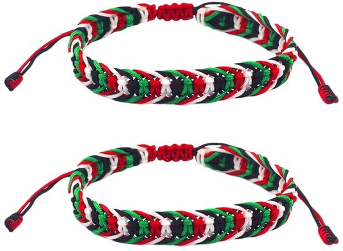 Gevlochten Armbanden 2 Stuks - Verstelbare Wikkelarmbanden - Veelkleurig Koord - Lichtgewicht en Zacht - Uniek Design