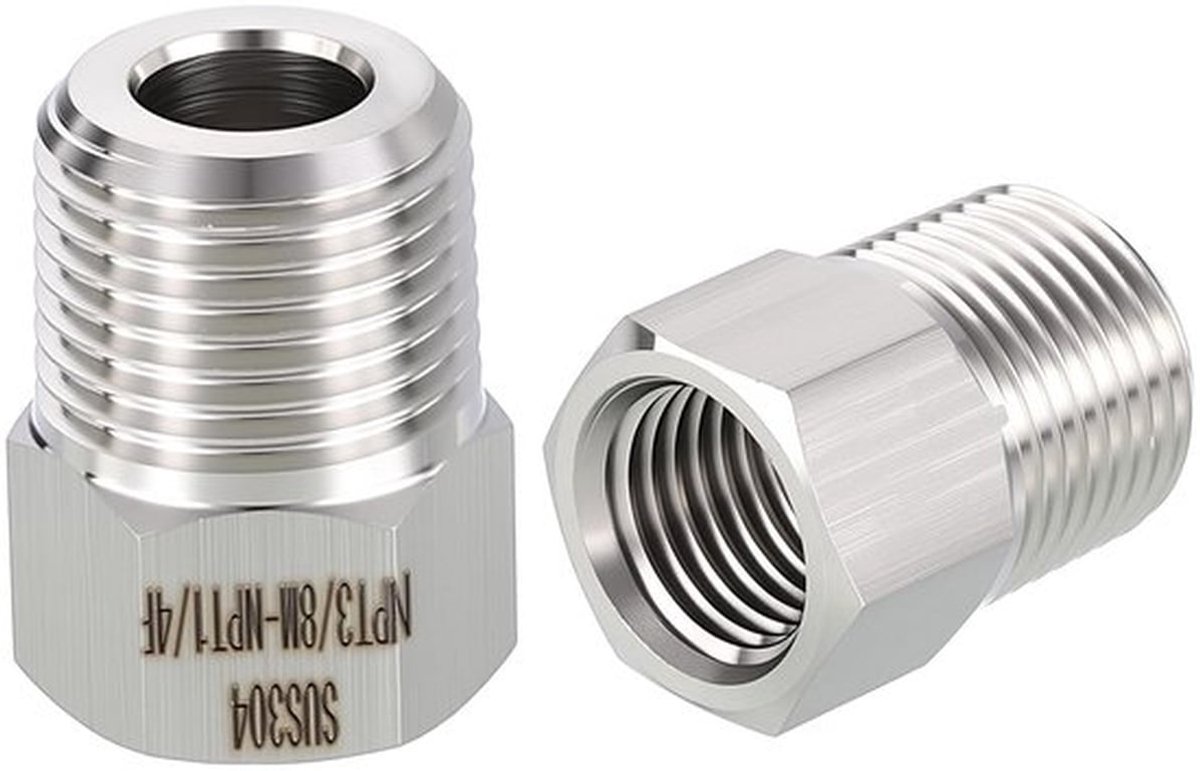 2 Stuks 304 RVS Mannelijk naar Vrouwelijk Adapters