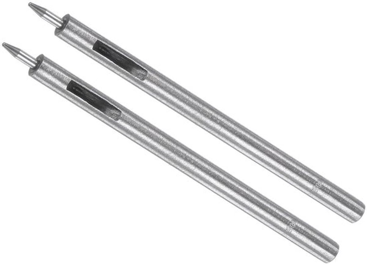 Perforator voor lederen gaten, knopdiameter 0,5 mm, schacht 6 mm, ronde stalen gaten voor klinknagels met klinknagels voor lederhandwerk, kleding, stof, 2 stuks