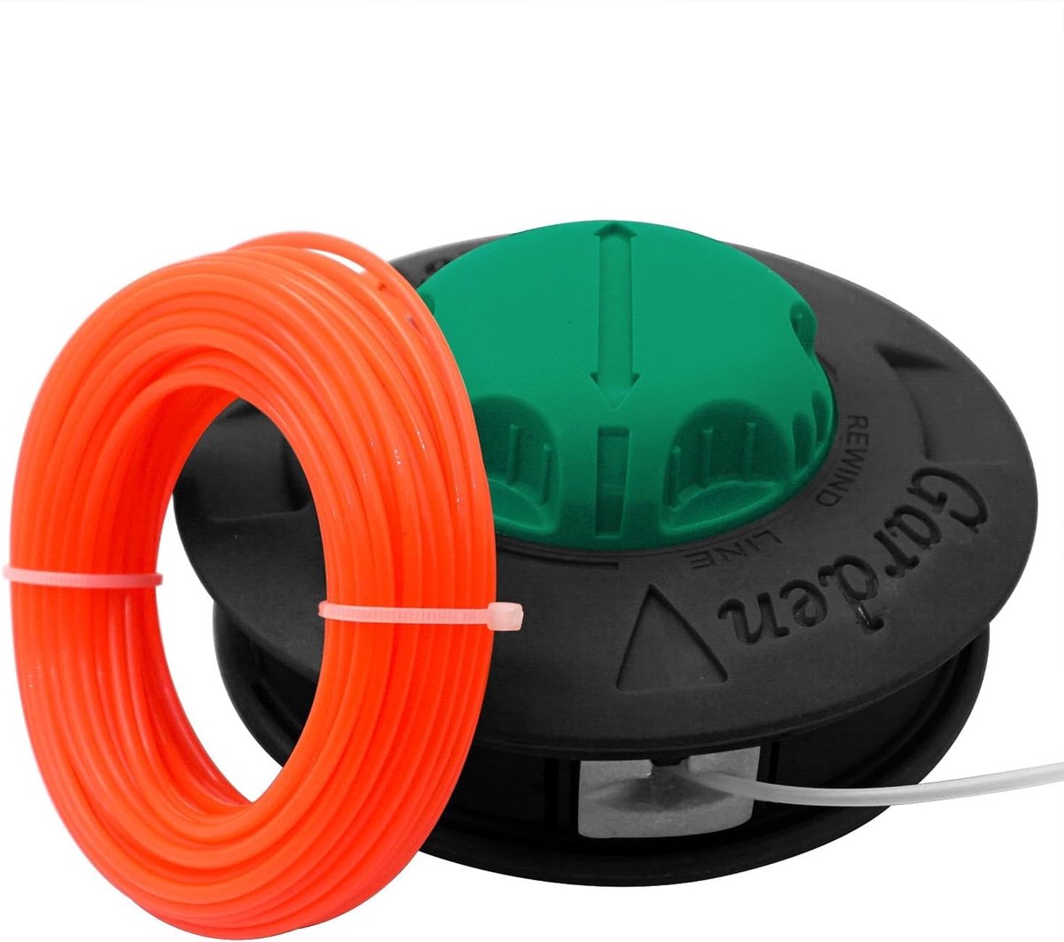 Vervangende Trimmer Spoelkop met Links Draaiende M10 x 1.25 Draad en 15m 2.4mm Maai Draad, Eenvoudig te Laden en Automatische Uitlijning
