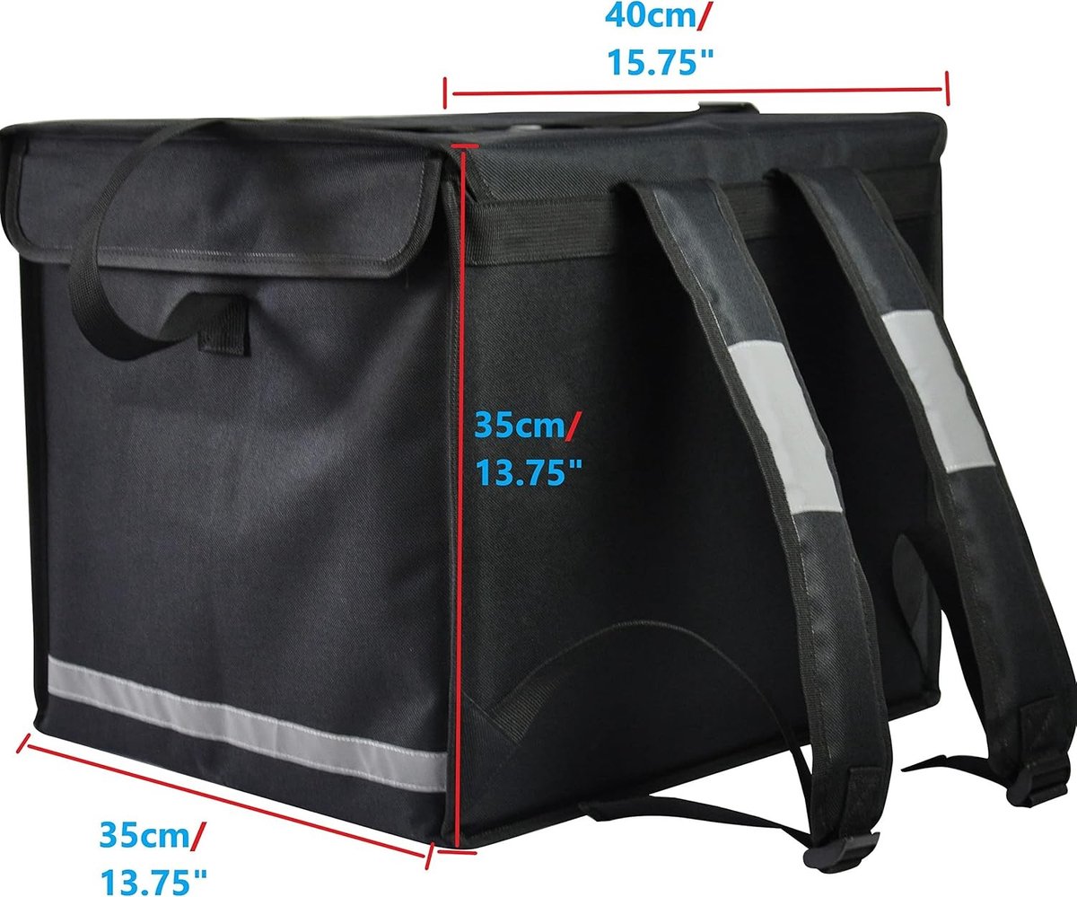 Koelrugtas - Zwart - 40 x 35 x 35 cm - Geïsoleerde Bezorgrugzak van Waterdicht Polyester - Voor Maaltijdbezorging