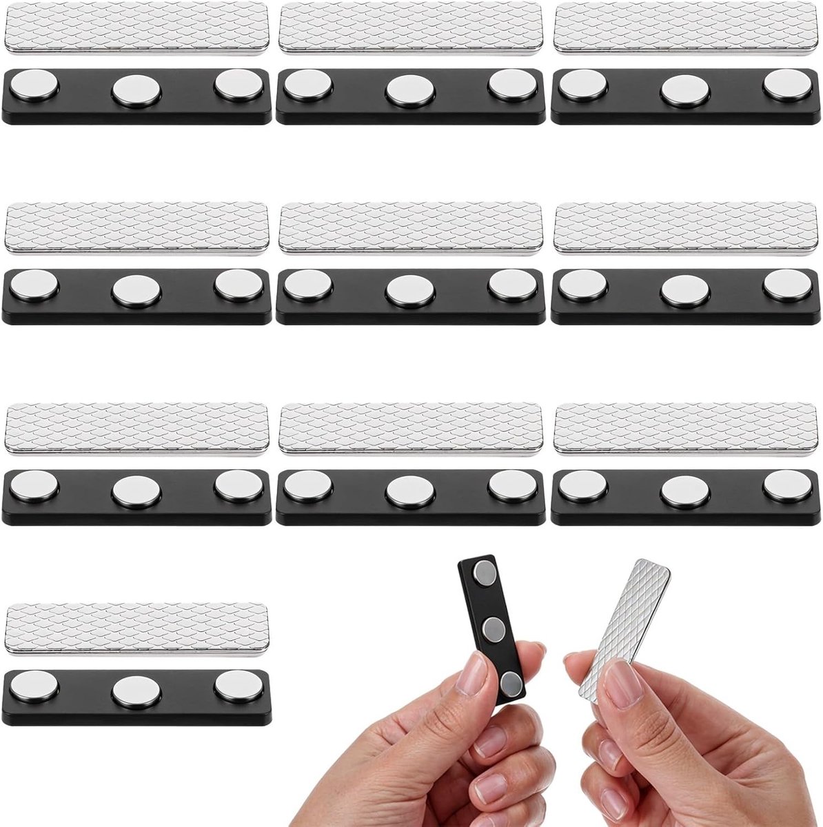 Verduisteringsgordijn - Zwart - Magnetische Sluitingen met Lijm - 10 Paar - Accessoires voor Gordijnfixatie