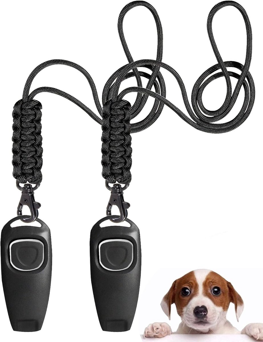 Ultrasoon hondenfluitje - Zwart - 2-in-1 Trainingsfluitje - Hoorbaar Voor Menselijke Oren - Voor Honden Terugroeping