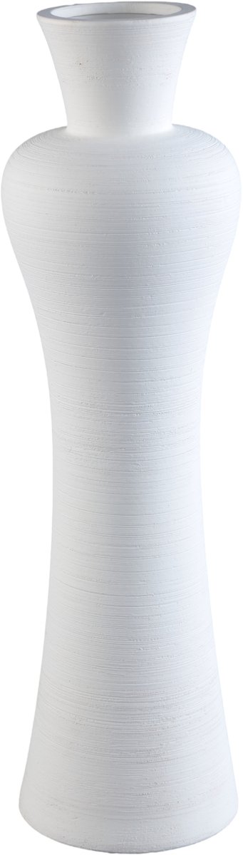 PTMD Marla White Ceramic Vase Round Small Neck L