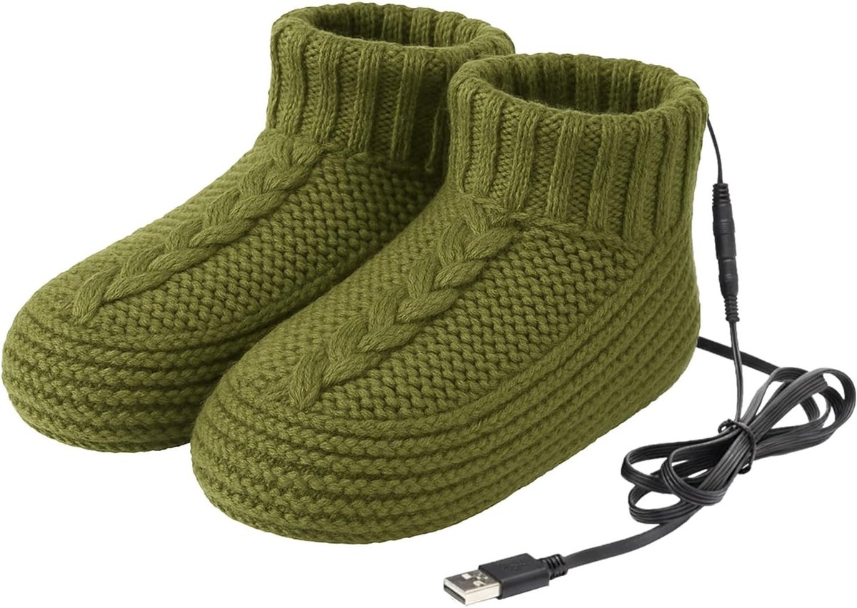 Verwarmde sokken - Groen - Uniseks - Fleecevoering met USB Verwarming - Voor Koude Voeten