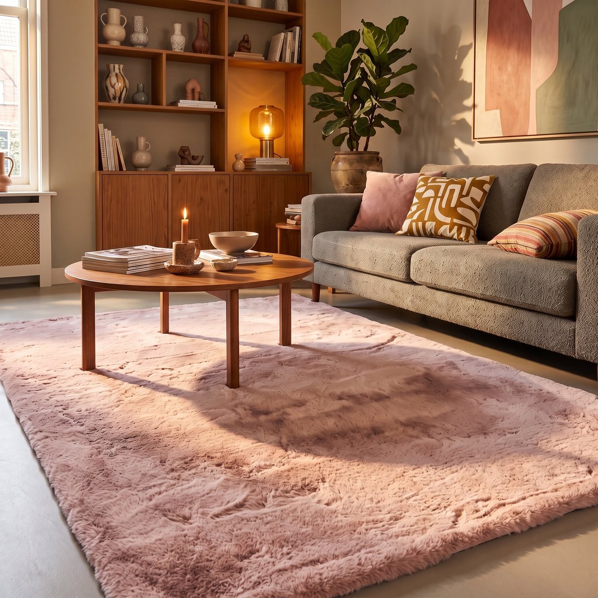 NATURL. Zacht Hoogpolig vloerkleed - Comfy Supreme Roze - 80x150cm