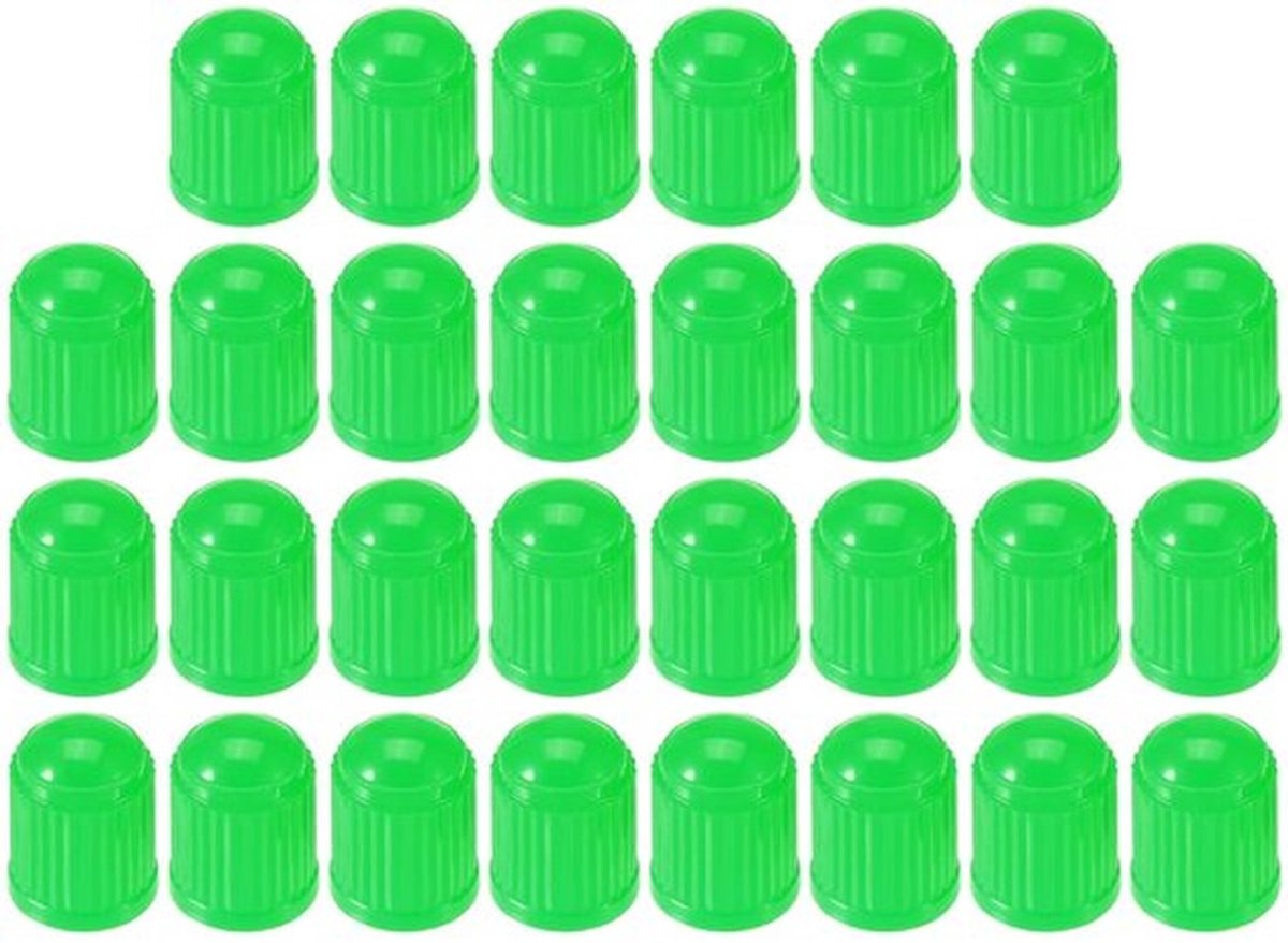 Ventieldopjes Universele Pasvorm - 30 Stuks - Plastic - Groen - 12mm - Zeshoekige Vorm - Rubber Afdichting - Wieldopjes