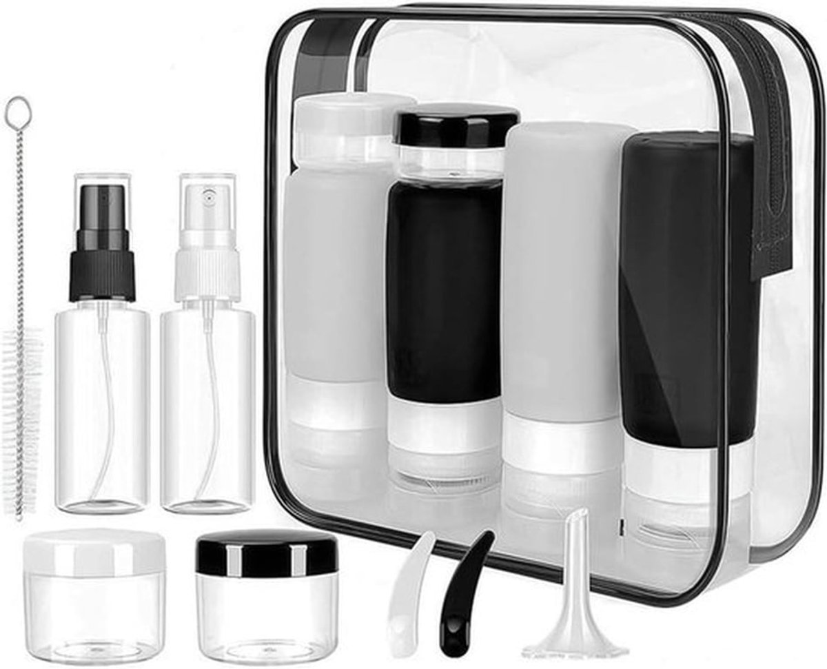 MK Stoer - Reisflessen - Siliconen - TSA goedgekeurd - Lekvrij - Shampoo - Toiletartikelen - Geschikt voor - 16 stuks - Labels - Reiscontainers