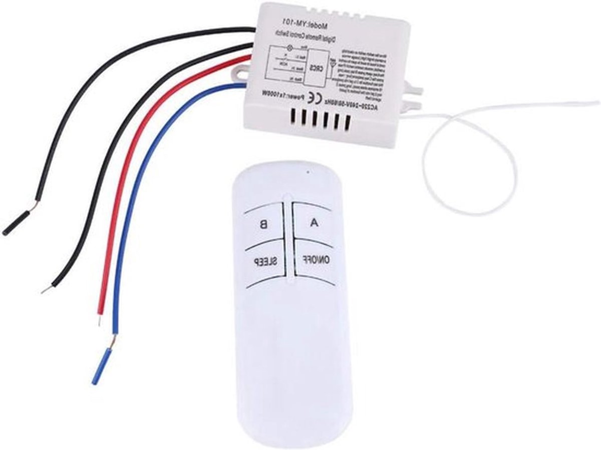 Cocoplus - Draadloze Muurafstandsschakelaar - Lamplicht - 220V - Besturing via Relais - ABS Materiaal - Geschikt voor Verlichting - Zwart