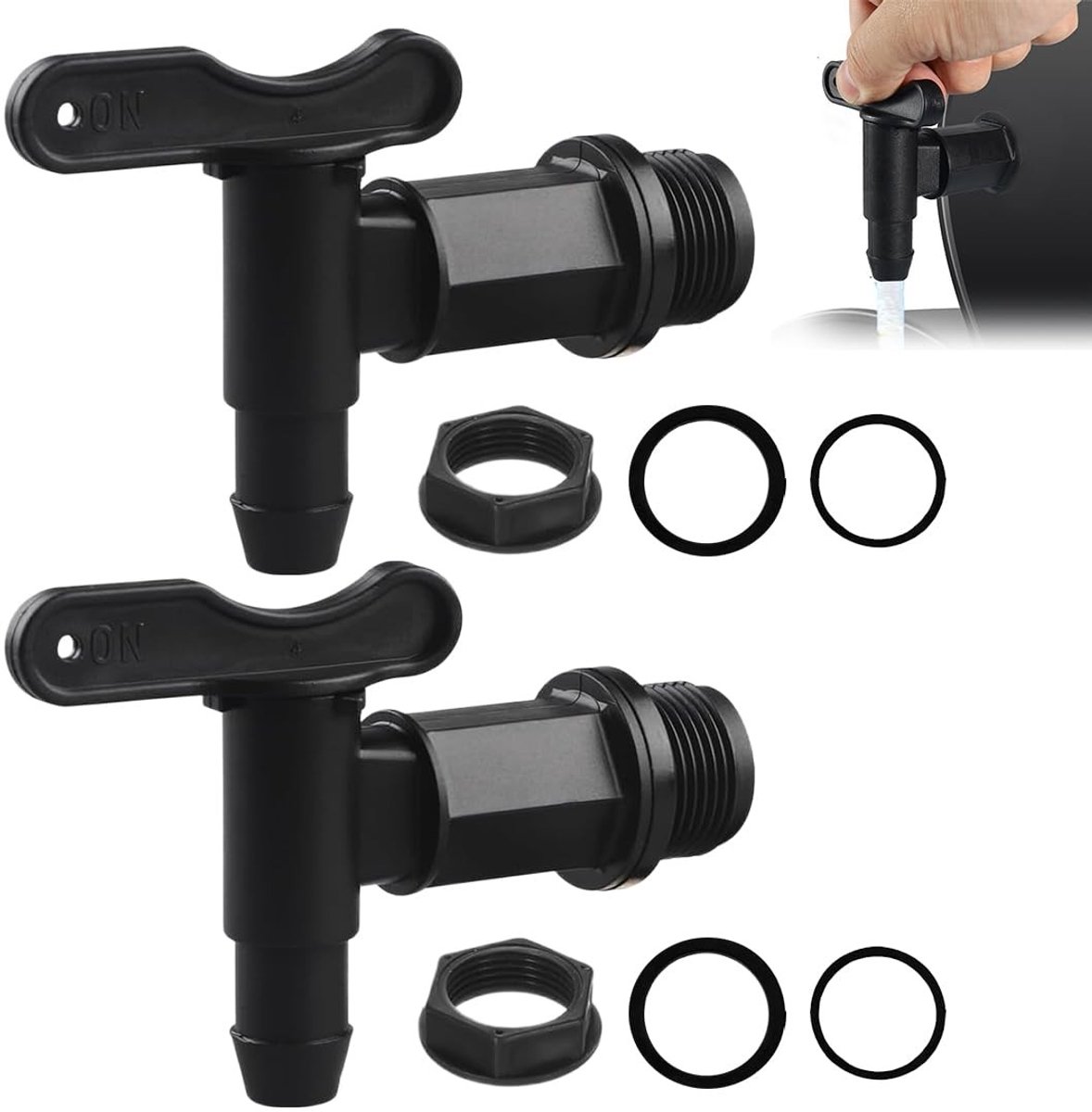 Solidchoice - Set van 2 Kunststof Waterkranen voor Regentonnen