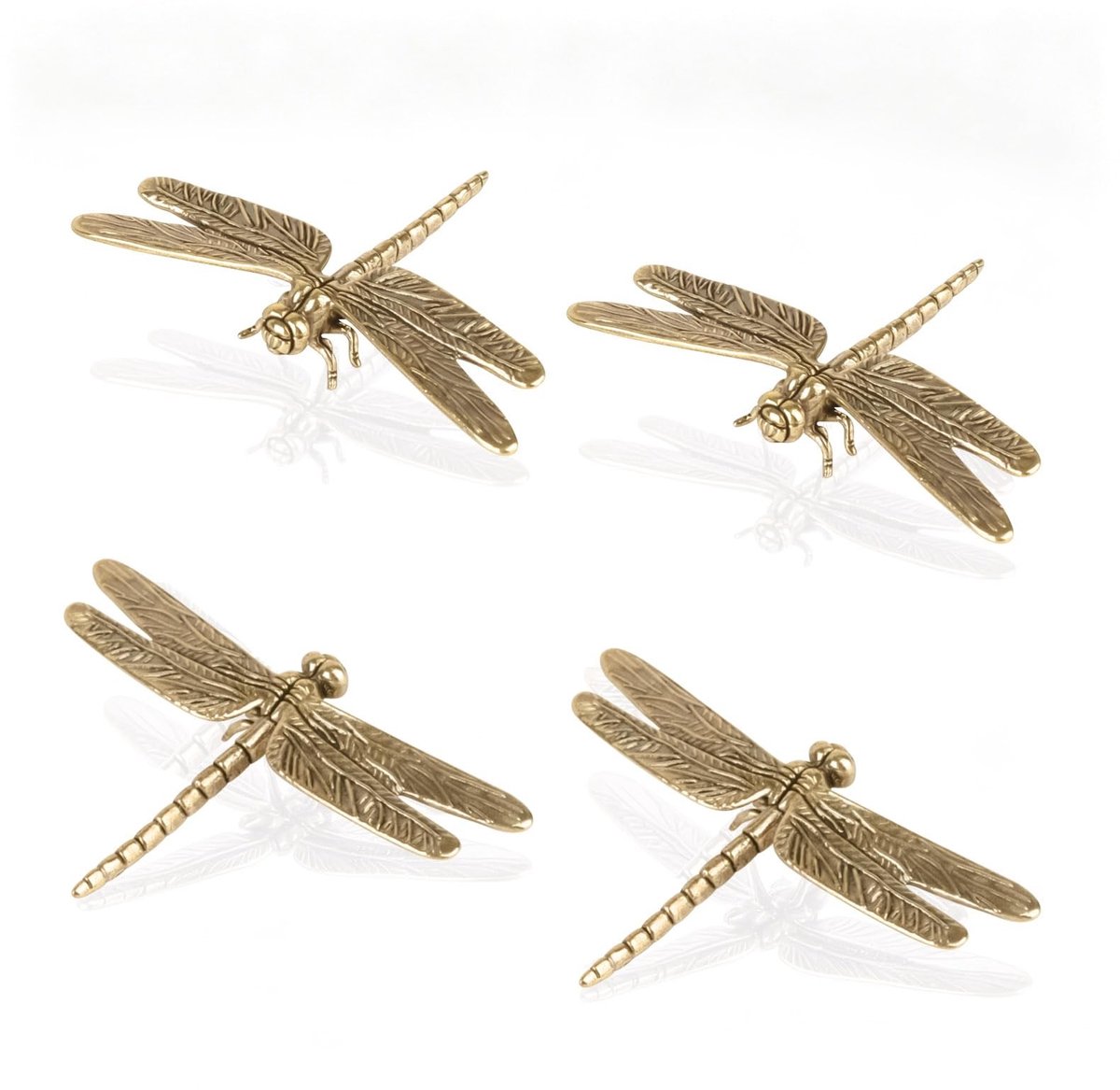 Solidchoice - 4 Stuks Antieke Messing Libelle Beeldjes voor Bureau Decoratie