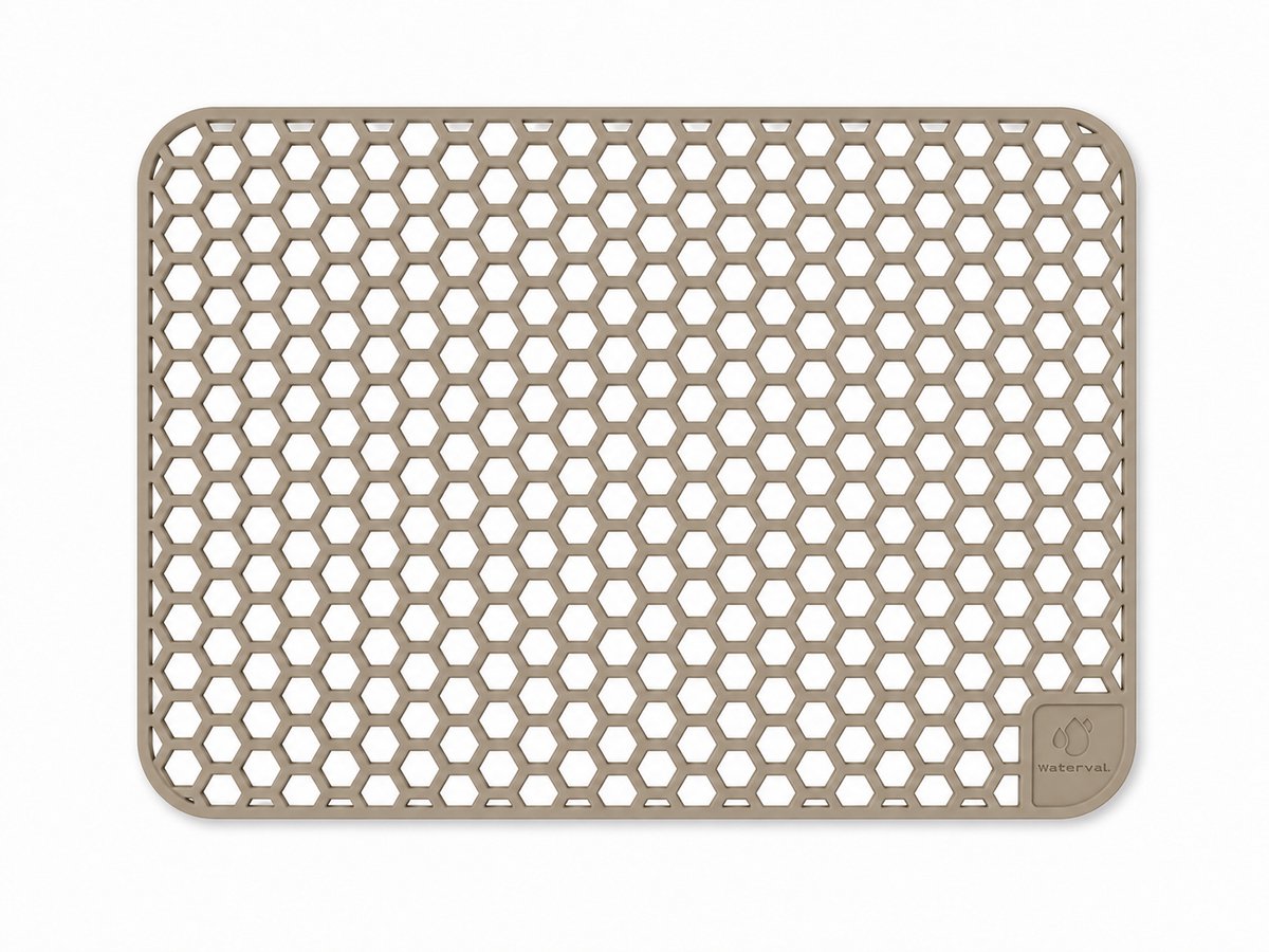 Waterval Gootsteenmat - Siliconen - Taupe - 30 x 40 cm - Rechthoekig