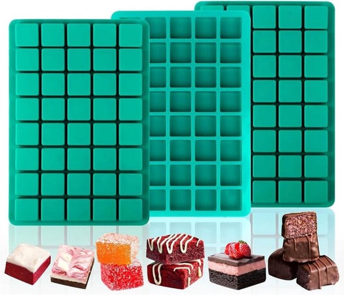 Siliconen vormen set - Vierkante snoepvormpjes - 40 anti-aanbakvormen voor gelei, snoep, chocolade, ijsblokjes