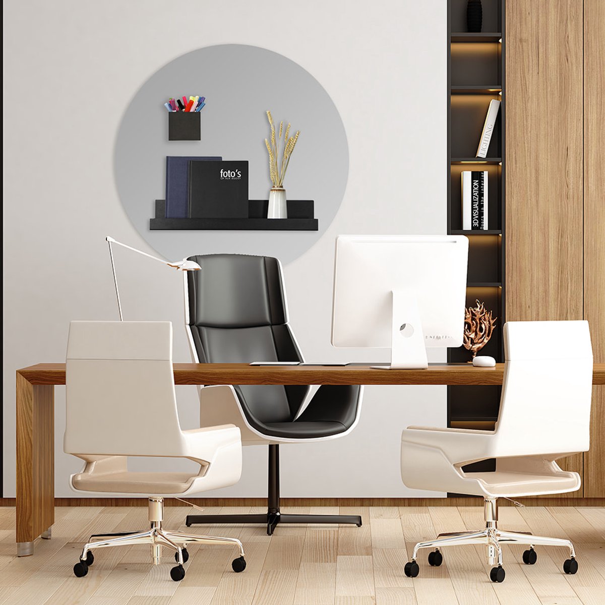 Magnetisch Krijtbord Rond - Lichtgrijs - Rond - 80cm - Kamer26