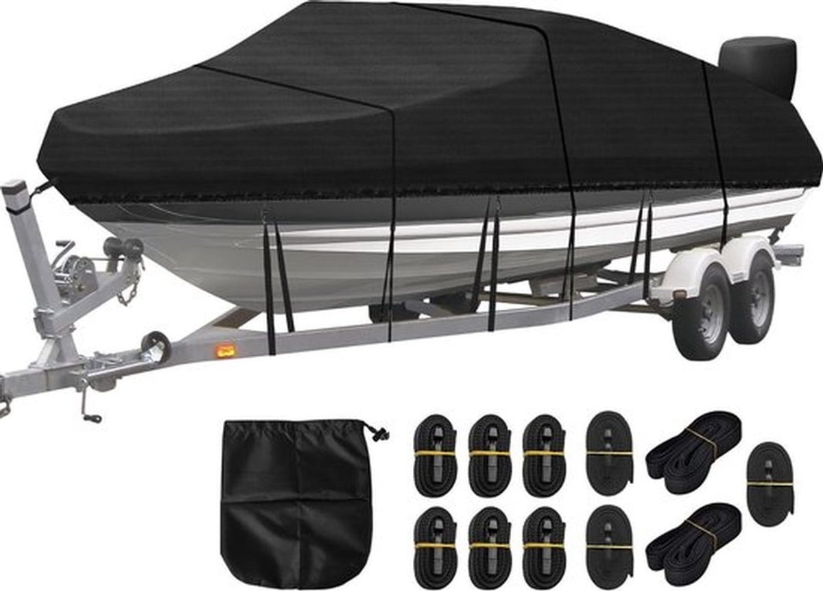 Bootzeil Waterdicht - Boothoes - Afdekzeil - 420D Oxford-stof - Afdekking voor V-romp - Geschikt voor Roeiboot/Visboot (3-4 m) - Bootafdekking