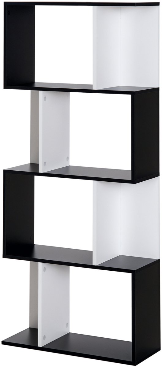 HOMCOM Boekenplank - Spaanplaat klasse E1 - 60x24x148cm - Zwart, Wit