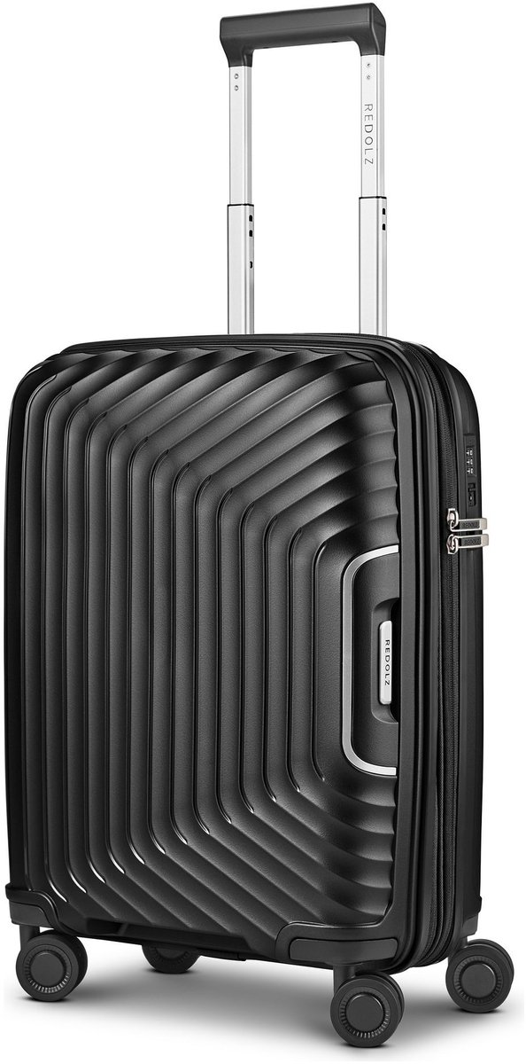 Redolz Essentials 01 4 wielen Cabinewagen 53 cm met uitbreidingsplooi - Harde bagage - TSA slot - black metallic