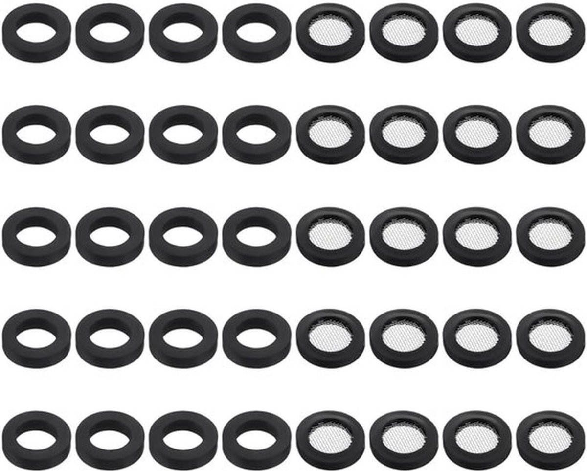 MTTproducts- Douchekop Afdichting 40 Stuks - Rubber/RVS Sealingringen - O-ring/Filternet - 1/2 Inch Douche - Schone Waterdoorstroming - Verlengt Levensduur Douchekop - Afdichtringen
