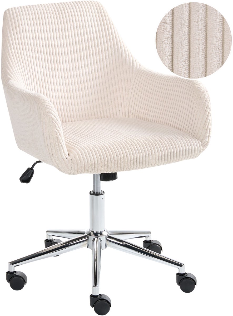 Beliani WELLSTON - Bureaustoel - Lichtbeige - Corduroy