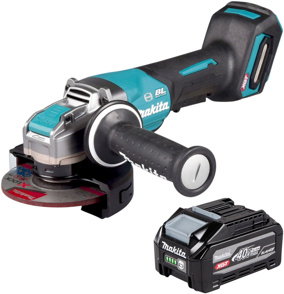 Makita GA 047 GZ Accu haakse slijper 40 V max. 125 mm X-LOCK Brushless Solo - zonder accu, zonder lader