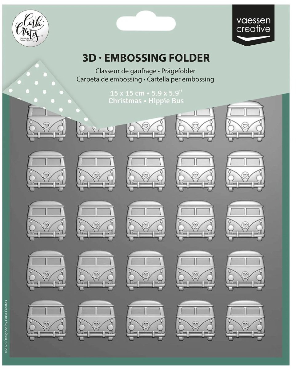 Embossing folder Christmas hippie bus - Carla Creates