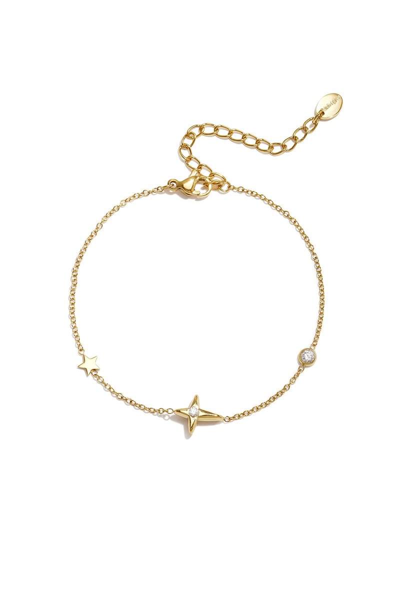Lyra - Sterren Armband - Zirkonia - Stainless Steel - - Goud