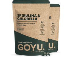 GOYU Spirulina Chlorella 3000 mg per dagdosering Biologisch Combideal 2x 300 Tabletten - Algen - Chlorella spirulina tabletten biologisch - Superfood - Chlorophyll - Vegan - Zonder toevoegingen - Lab getest - 75 dagen voorraad per zakje