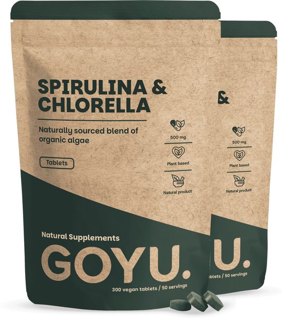 GOYU® - Spirulina Chlorella Tabletten 500 mg Biologisch Combipack 600