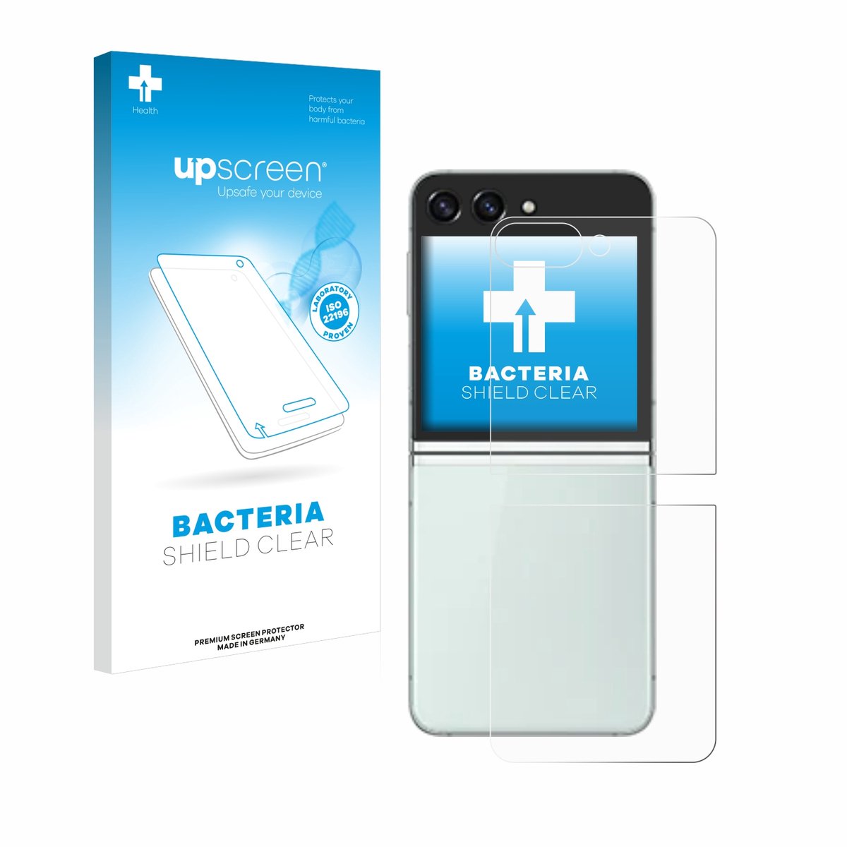 upscreen - Screenprotector voor Samsung Galaxy Z Flip 5 (Achterkant) - Folie Beschermfolie transparant antibacterieel