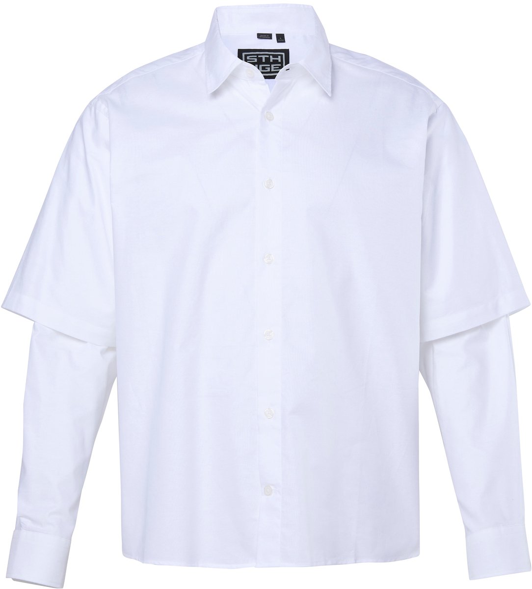 STHUGE - Heren - STHUGE-overhemd oversized lange mouwen en een 2-in-1-look - Off-white - Maat XL