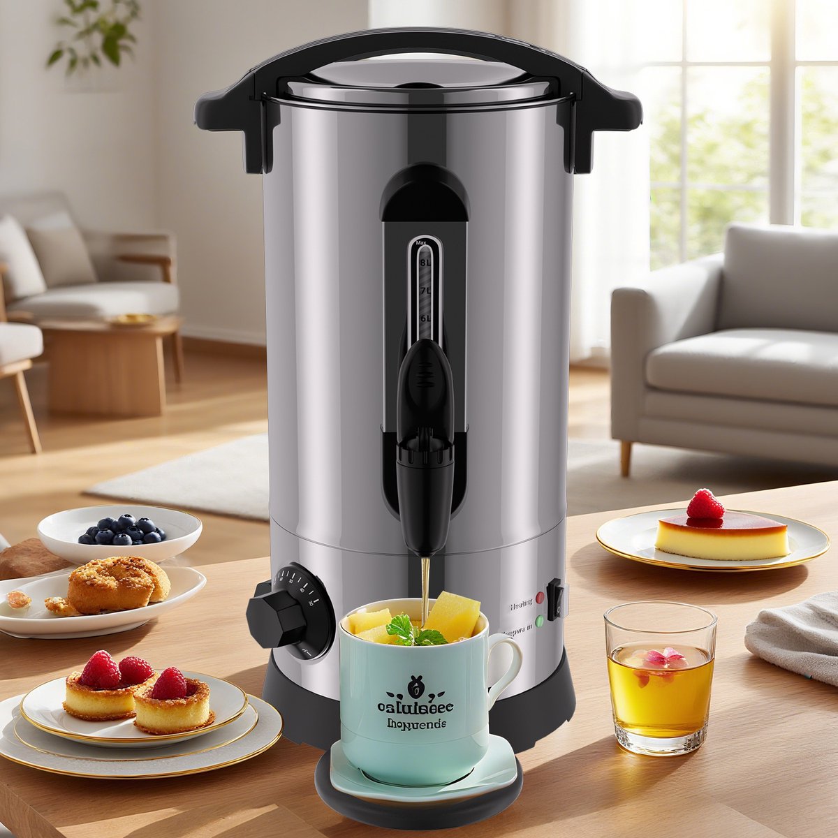 glühweinpan 8 L – heetwaterdispenser 1500 W, tapkraan, 30–110 °C, met afneembare lekbak