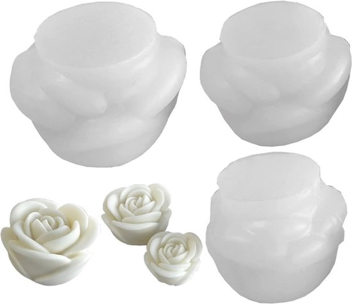 Bloem Kaarsgietvormen - Set van 3 - Roos Bloemen - Siliconen Vorm - 3D - Moederdag, Valentijnsdag, Verjaardagsfeest